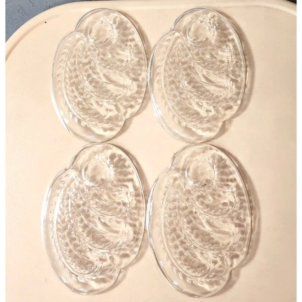 Vintage 1950'sFederal Glass Homestead Hospitality Snack Trays Plates‎ Set of 4